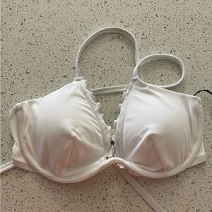 NWT Shade & Shore white ruffle edge underwire bikini top 34DD